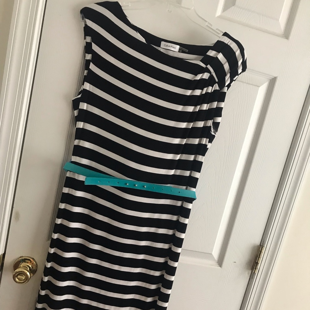SALE Calvin Klein Striped Sheath Dress